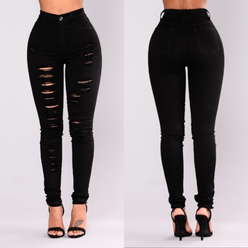 High Waist Distressed Denim Jeans. Price is FIRM